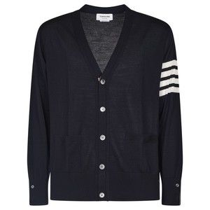 Thom Browne V-Neck Cardigan In Fine Merino Wool With Distinctive Stripes - NWT